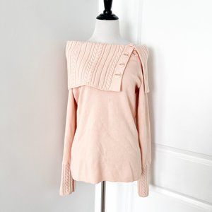 Dana Buchman Light Pink Cowl Neck Knit Wool Sweater